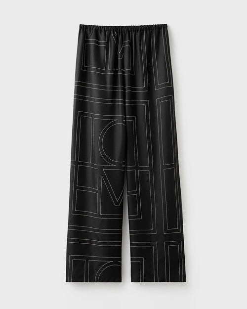 MONOGRAM SILK PJ BOTTOMS / BLACK