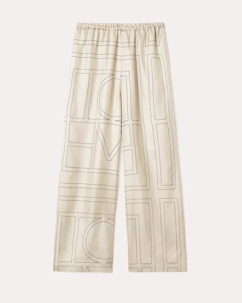 MONOGRAM SILK PJ BOTTOMS / IVORY