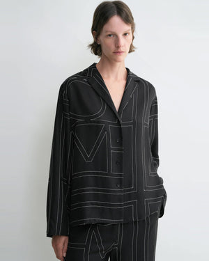 MONOGRAM SILK PJ TOP / BLACK