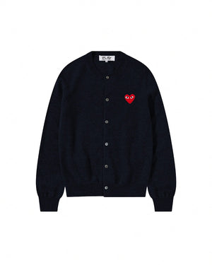 N007 UNISEX RED HEART CARDIGAN / NAVY