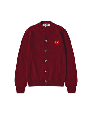 N008 UNISEX RED HEART CARDIGAN / BURGUNDY