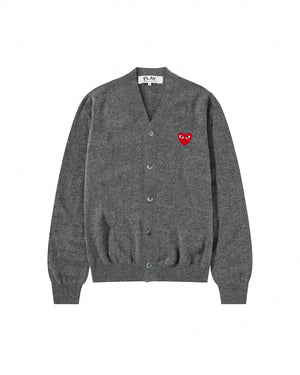 N008 UNISEX RED HEART CARDIGAN / GREY