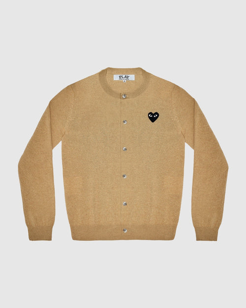 N023 WOMENS BLACK HEART CARDIGAN / BEIGE