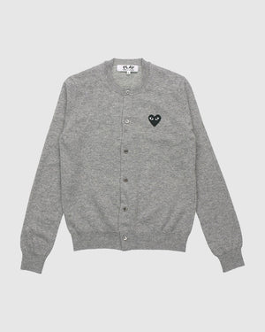 N023 WOMENS BLACK HEART CARDIGAN / LIGHT GREY