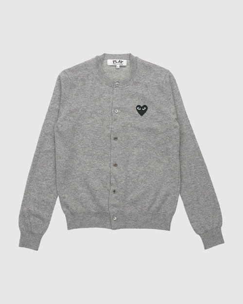 N023 WOMENS BLACK HEART CARDIGAN / LIGHT GREY
