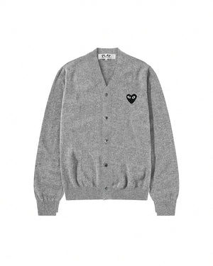 N024 UNISEX BLACK HEART CARDIGAN / LIGHT GREY