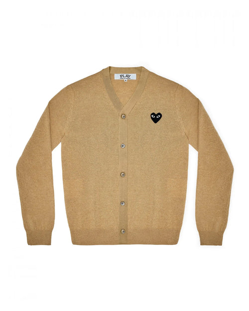 N024 UNISEX BLACK HEART CARDIGAN / BEIGE