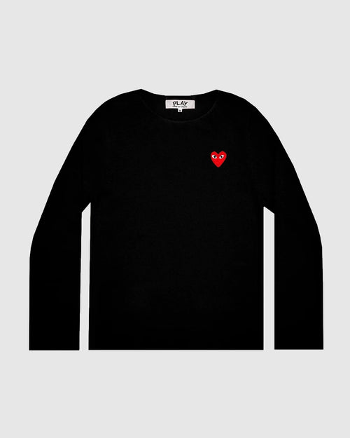 N068 UNISEX RED HEART CREWNECK JUMPER / BLACK