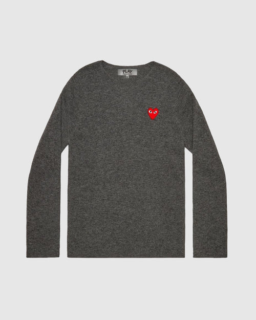 N068 UNISEX RED HEART CREWNECK JUMPER / GREY