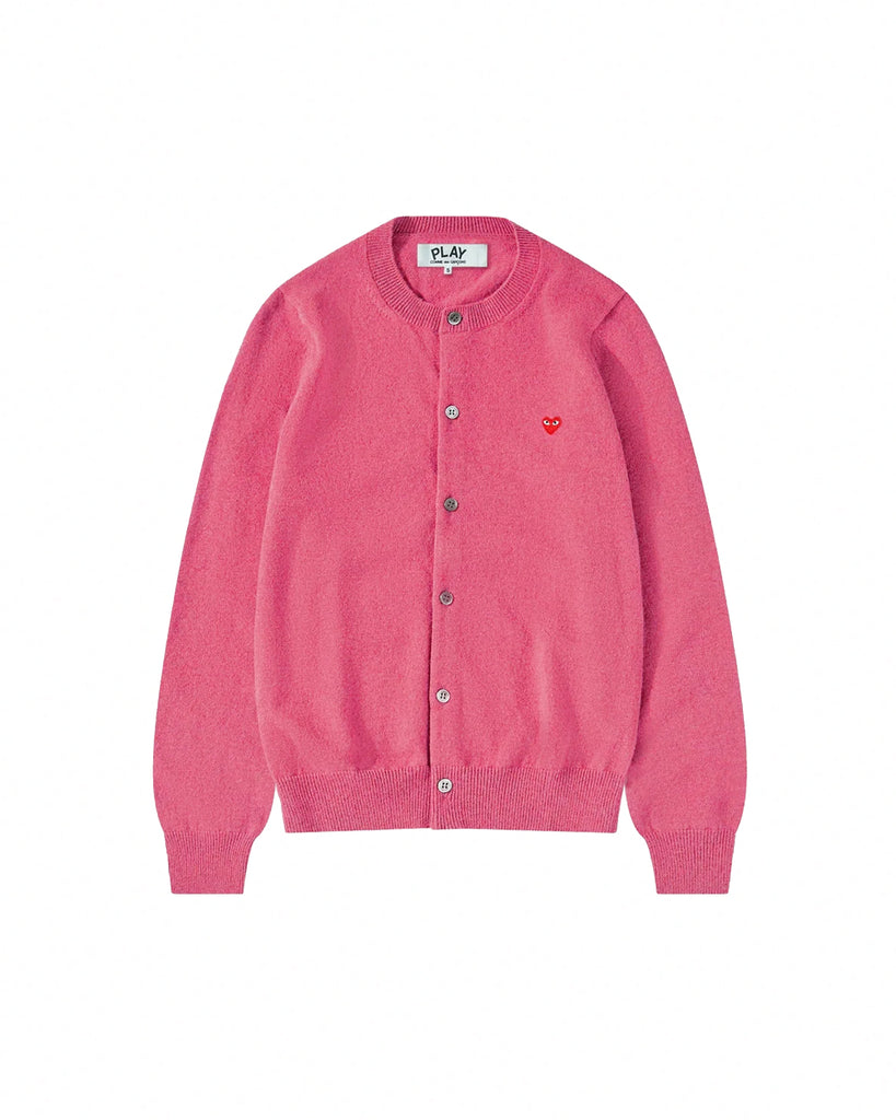 N079 WOMENS SMALL RED HEART CARDIGAN / PINK – THIS IS FABRIC
