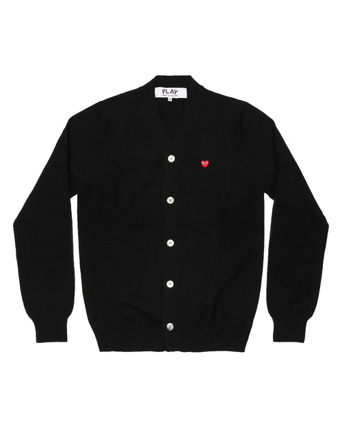N080 UNISEX SMALL RED HEART CARDIGAN / BLACK