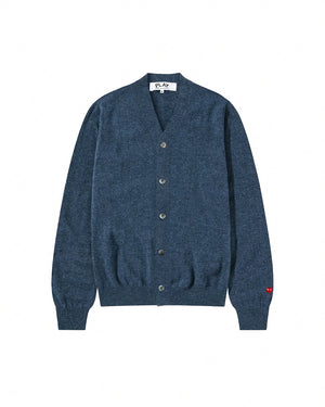 N092 UNISEX SMALL RED HEART CARDIGAN / NAVY