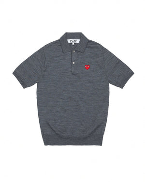 N094 UNISEX RED HEART POLO SHIRT / GREY