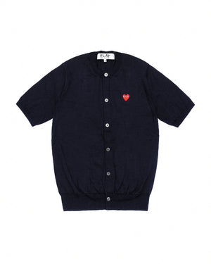 N095 UNISEX RED HEART S/S CARDIGAN  / NAVY