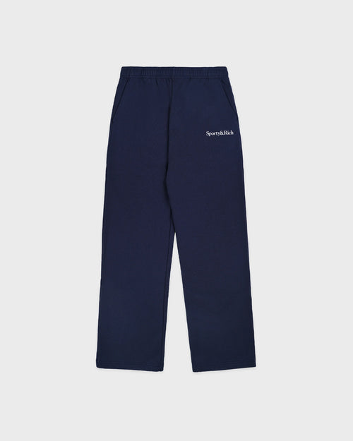 SERIF LOGO WIDE SWEATPANT / DARK NAVY