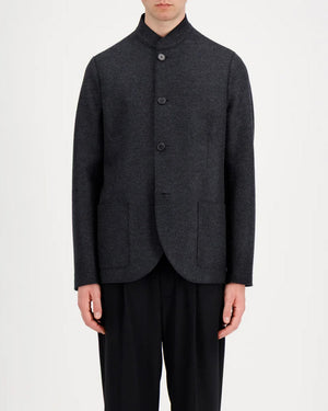 NEHRU JACKET LIGHT PRESSED WOOL / ANTHRACITE MELANGE
