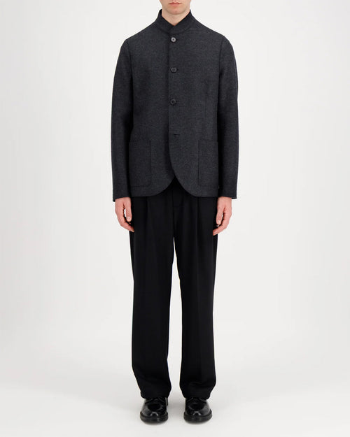 NEHRU JACKET LIGHT PRESSED WOOL / ANTHRACITE MELANGE