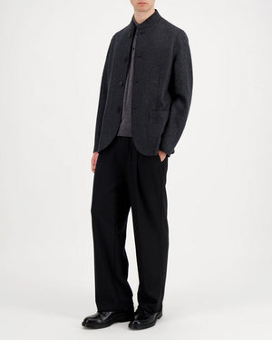 NEHRU JACKET LIGHT PRESSED WOOL / ANTHRACITE MELANGE