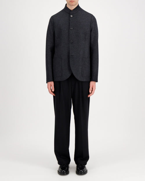 NEHRU JACKET LIGHT PRESSED WOOL / ANTHRACITE MELANGE