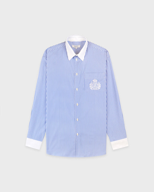 NY CREST OVERSIZED SHIRT / NAVY STRIPE
