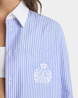 NY CREST OVERSIZED SHIRT / NAVY STRIPE