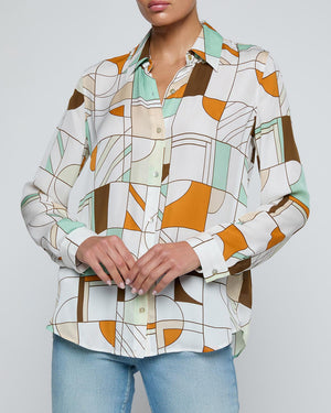 NINA BLOUSE / MULTI ABSTRACT GEO