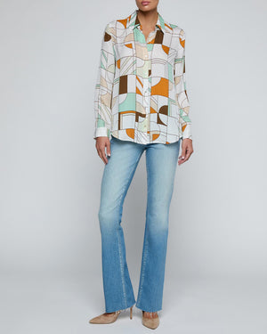 NINA BLOUSE / MULTI ABSTRACT GEO
