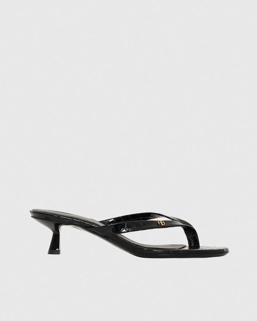 NOELLE THONG HEELS / EMBOSSED BLACK