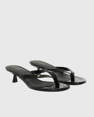 NOELLE THONG HEELS / EMBOSSED BLACK