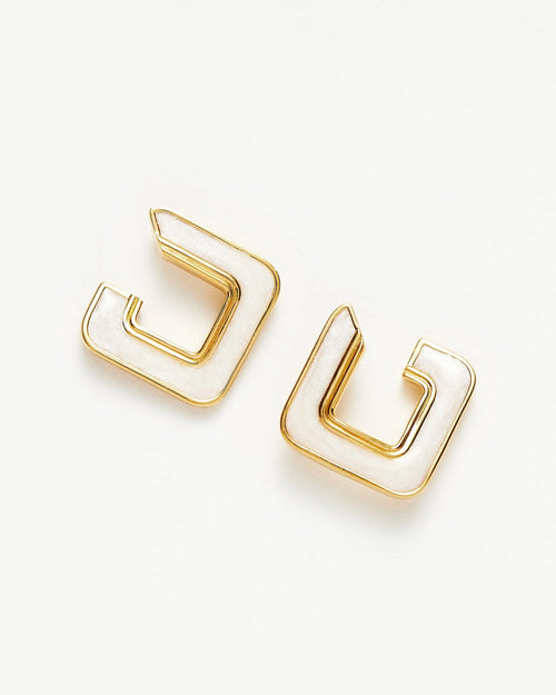 ENAMEL HAZE SQUARED SMALL HOOPS / GOLD