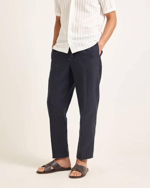 ALEX LINEN TROUSERS / NIGHT IRIS