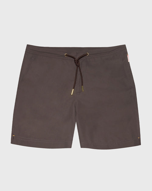 BULLDOG DRAWCORD MID-LENGTH SWIM SHORTS / MOREL BROWN