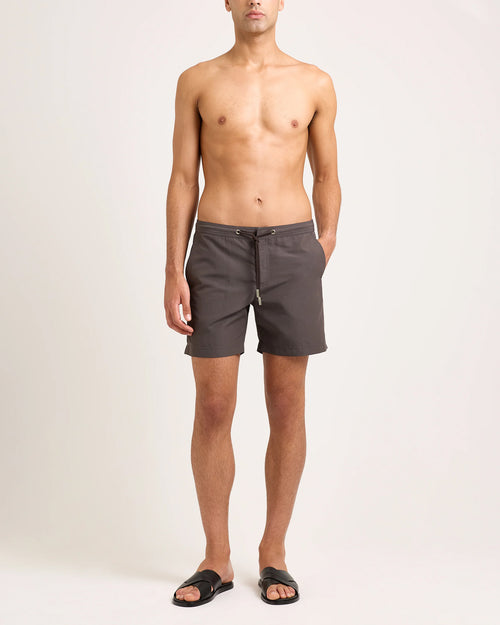 BULLDOG DRAWCORD MID-LENGTH SWIM SHORTS / MOREL BROWN