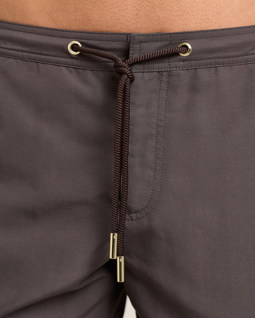 BULLDOG DRAWCORD MID-LENGTH SWIM SHORTS / MOREL BROWN