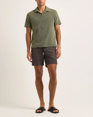 BULLDOG DRAWCORD MID-LENGTH SWIM SHORTS / MOREL BROWN