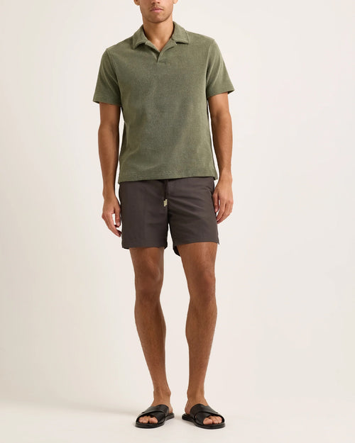 BULLDOG DRAWCORD MID-LENGTH SWIM SHORTS / MOREL BROWN