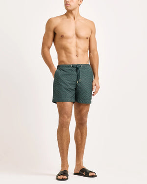 BULLDOG DRAWCORD MID-LENGTH SWIM SHORTS / TARRAGON GREEN