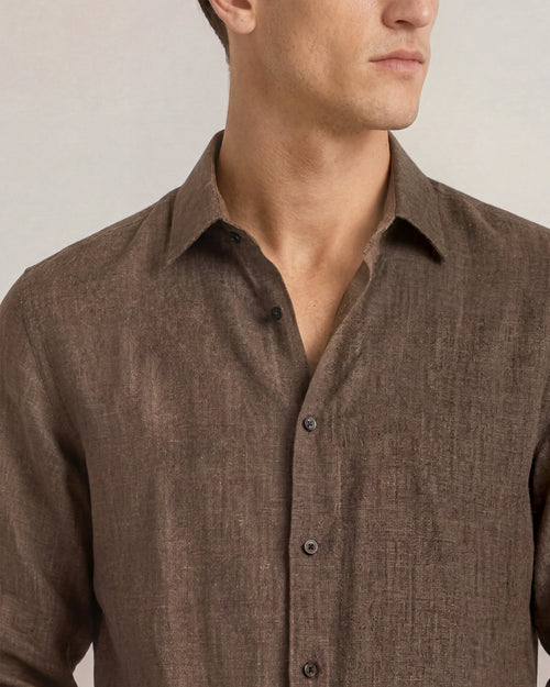 GILES TAILORED ITALIAN SHIRT / ESPRESSO