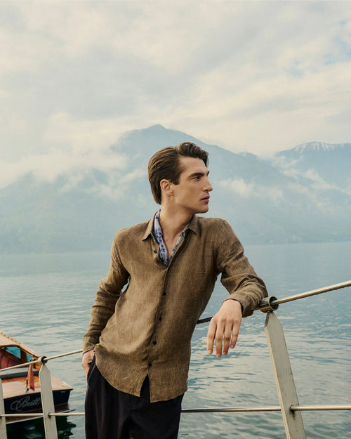 GILES TAILORED ITALIAN SHIRT / ESPRESSO