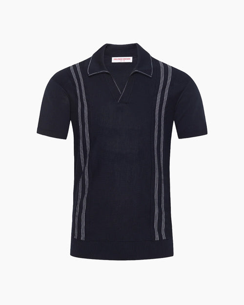 HORTON KNITTED POLO / NIGHT IRIS/WHITE SAND