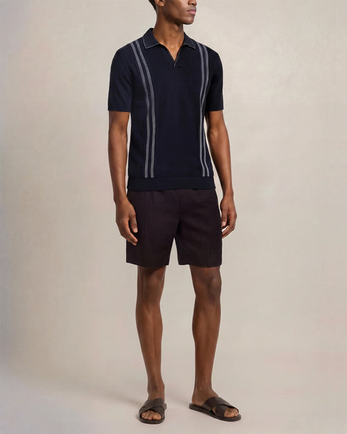 HORTON KNITTED POLO / NIGHT IRIS/WHITE SAND