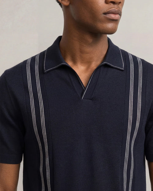 HORTON KNITTED POLO / NIGHT IRIS/WHITE SAND