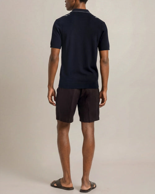 HORTON KNITTED POLO / NIGHT IRIS/WHITE SAND