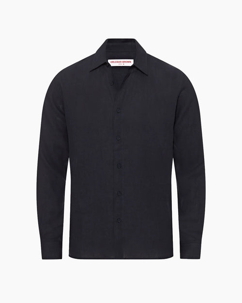 JUSTIN RELAXED LINEN SHIRT / NIGHT IRIS