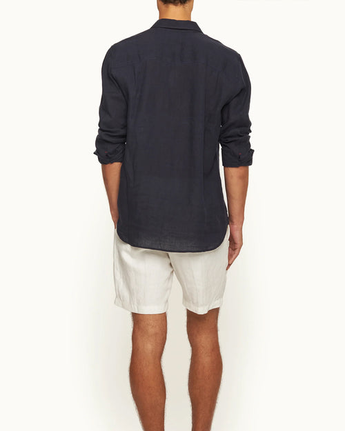JUSTIN RELAXED LINEN SHIRT / NIGHT IRIS