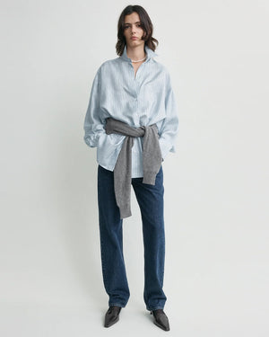 OVERSIZED STRIPED SHIRT / ICE / WHITE