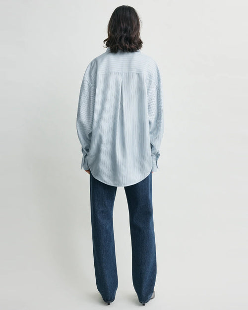 OVERSIZED STRIPED SHIRT / ICE / WHITE