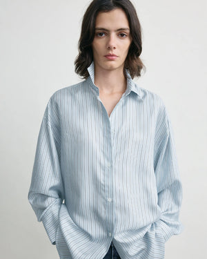 OVERSIZED STRIPED SHIRT / ICE / WHITE