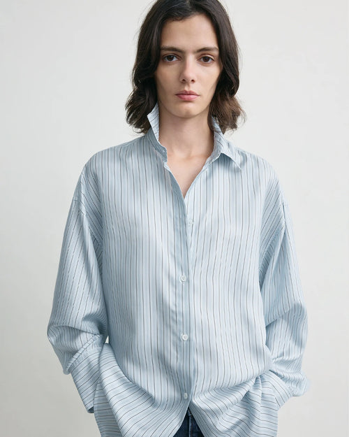 OVERSIZED STRIPED SHIRT / ICE / WHITE