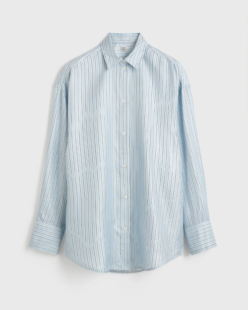 OVERSIZED STRIPED SHIRT / ICE / WHITE